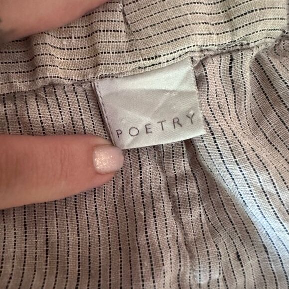 Poetry Drawstring linen pants light tan with pinstripe pattern -Size 12 - Picture 4 of 8